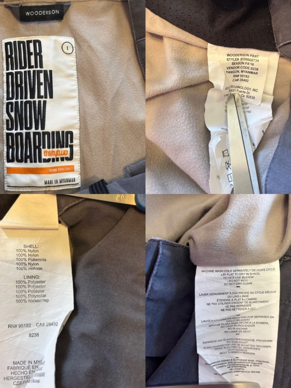 Thirty two Wooderson Rider Driven Snowboarding Pants size L‎
